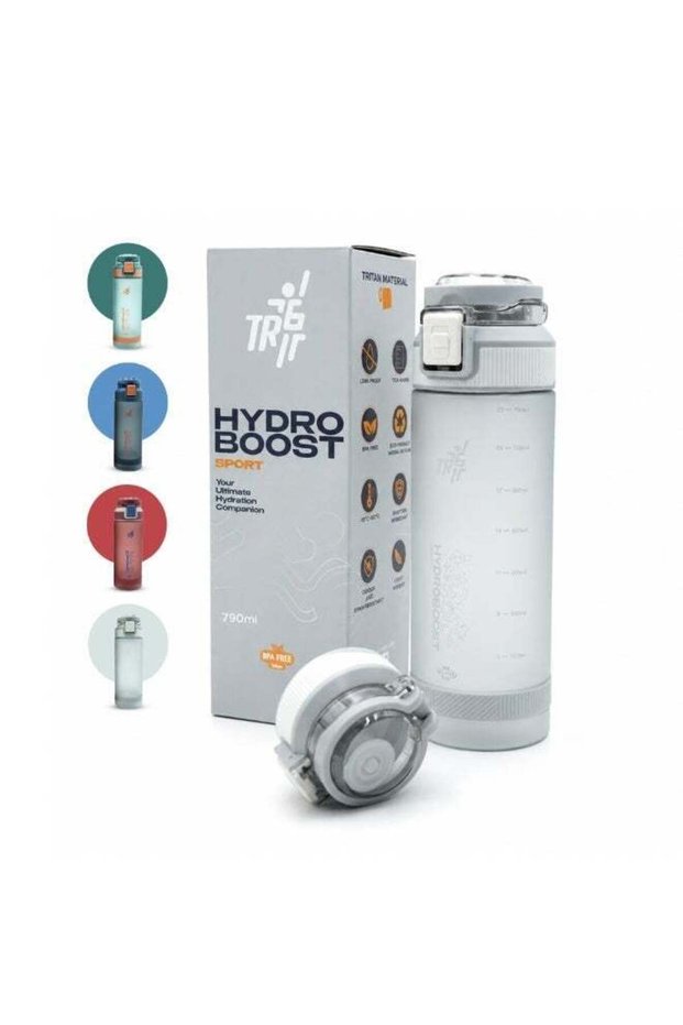TR6 Sport Frosted Gym Water Bottle BPA Free Leak Proof with Measurement Markers Flip Lock Lid Durable Hydration Bottle for Fitness Office Travel Outdoor Wide Mouth for easy cleaning (White)790ml