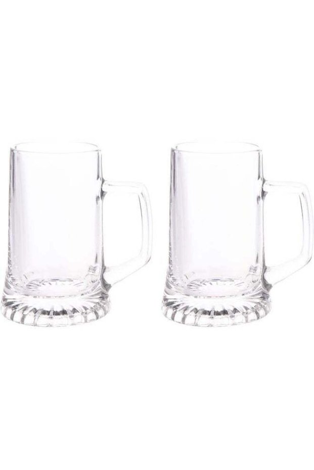 Stern 2 Piece Glass Beer Mug Set Transparent