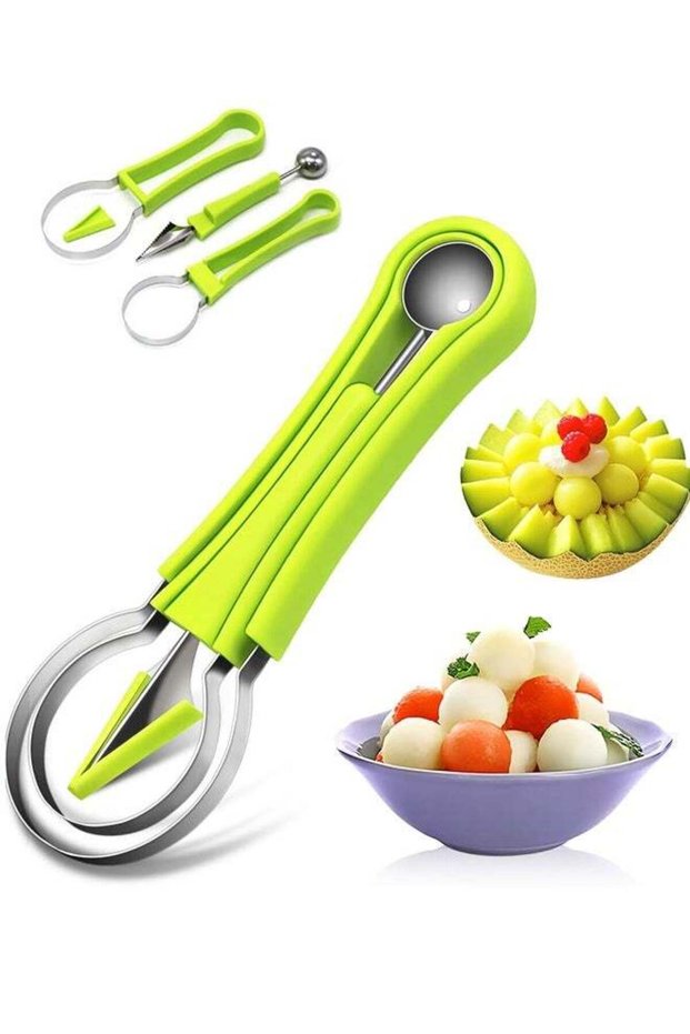 Melon Baller Scoop Set,3 In 1 fruit cutters shapes, watermelon scooper fruit scooper and baller, fruit carving tools