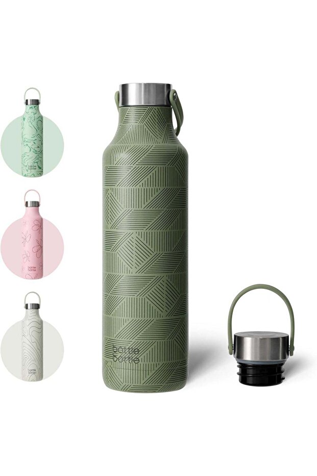 Bottlebottle 600Ml Vacuum Flask Stainless Steel Cow Flask Bpa Free Leak Proof Double Wall For Carbonated Drinks Thermal Bottle For School Office Outdoor (Green)