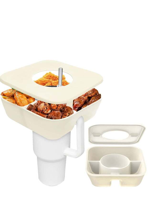 Snack Bowl for Stanley Cup 40 oz with Lid Silicone Snack Tray with Cover