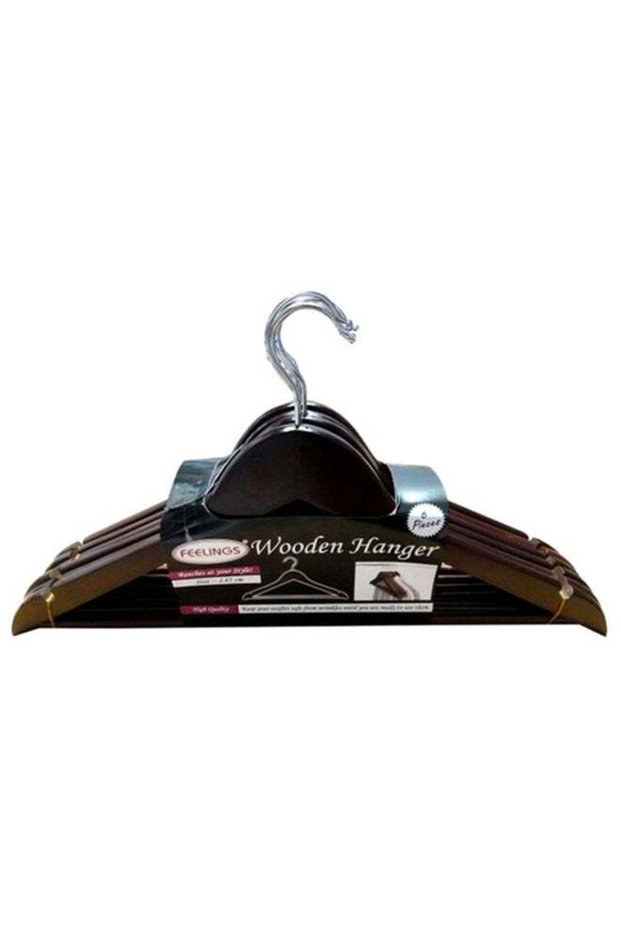 6-Piece Cloth Hanger Set Brown/Black