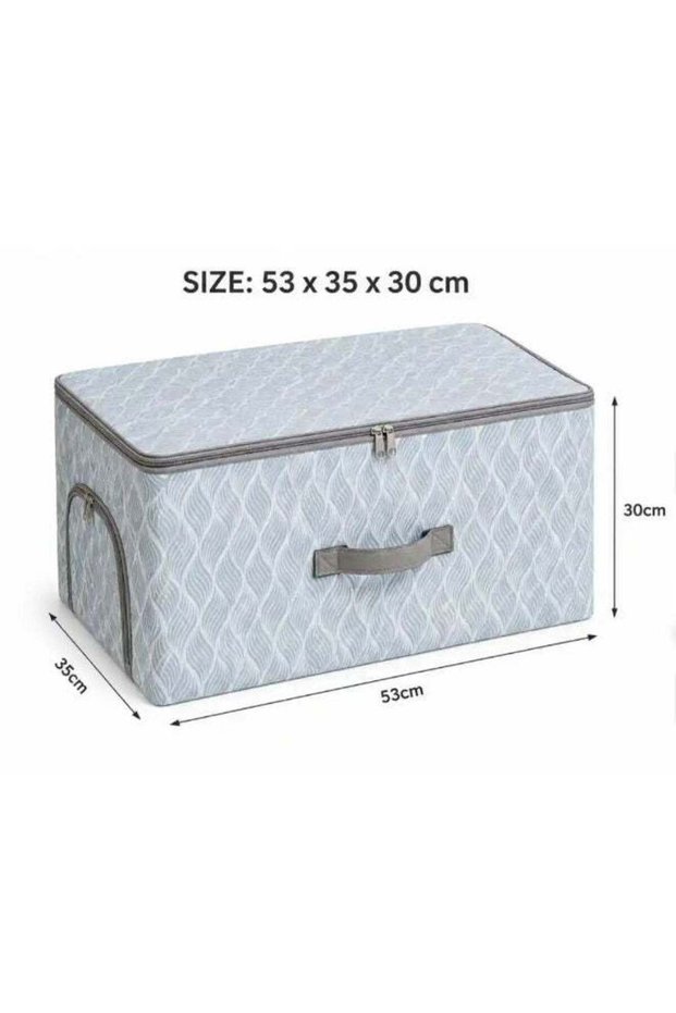 Zipper Wardrobe Storage Box - Blue / Gray - 53 x 35 x 30 cm