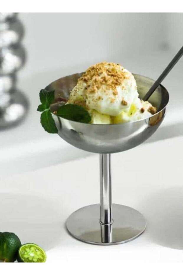 Stainless Steel Ice Cream Goblet,Ice Cream Bowl Ice Cream Cup for Salad Fruit Cereal Pudding 10x10x