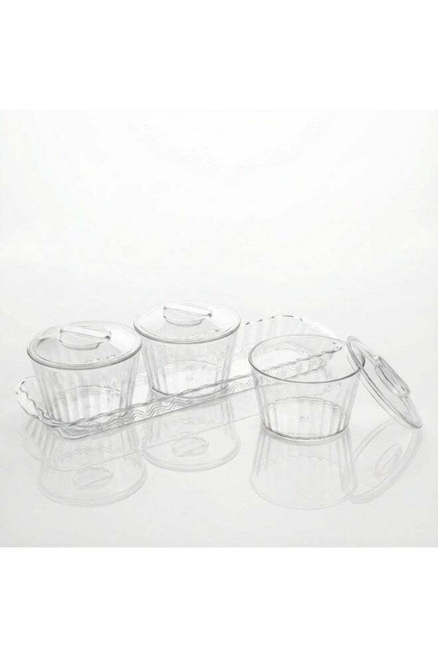 SOBHYS Acrylic 3-Bowl Serving Set with Clear Lids & Tray – Lightweight Snack Containers for Nuts, Fruits, Sweets & Olives – Easy to Clean, Multi-Use Home Serving Dish – 30.5 cm smart Design - SOBHYS