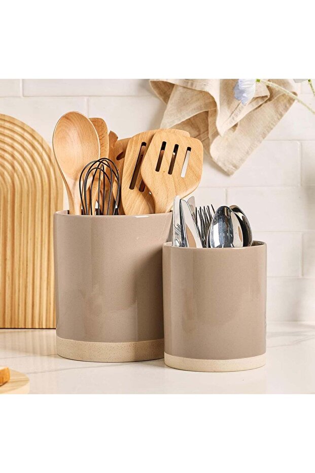 Famiware Milkyway Utensil Crocks Set of 2 in Cinnamon Brown