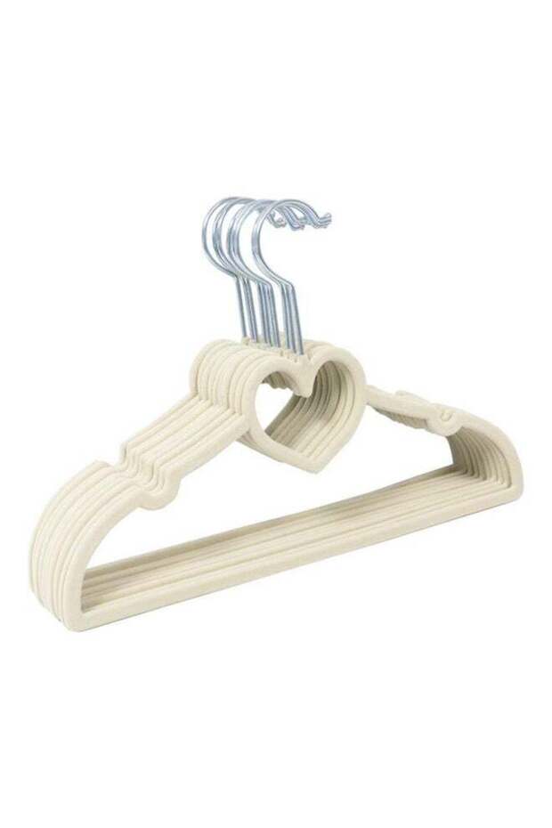 10-Piece Heart Shape Non-Slip Flocking Hangers White