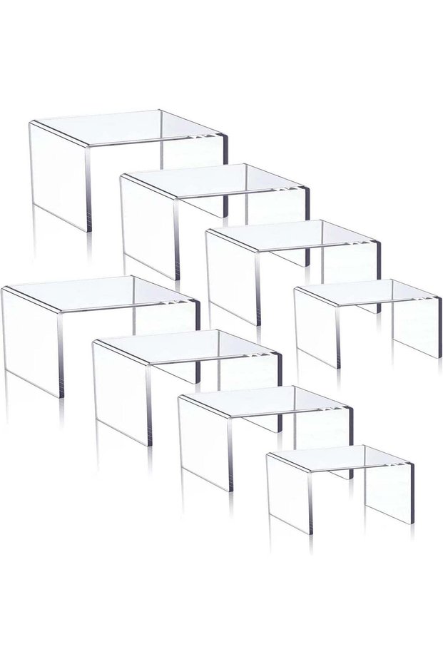 ARS® Set Of 8 Clear Acrylic Display Risers - Cupcake Holder and Sweet Stand