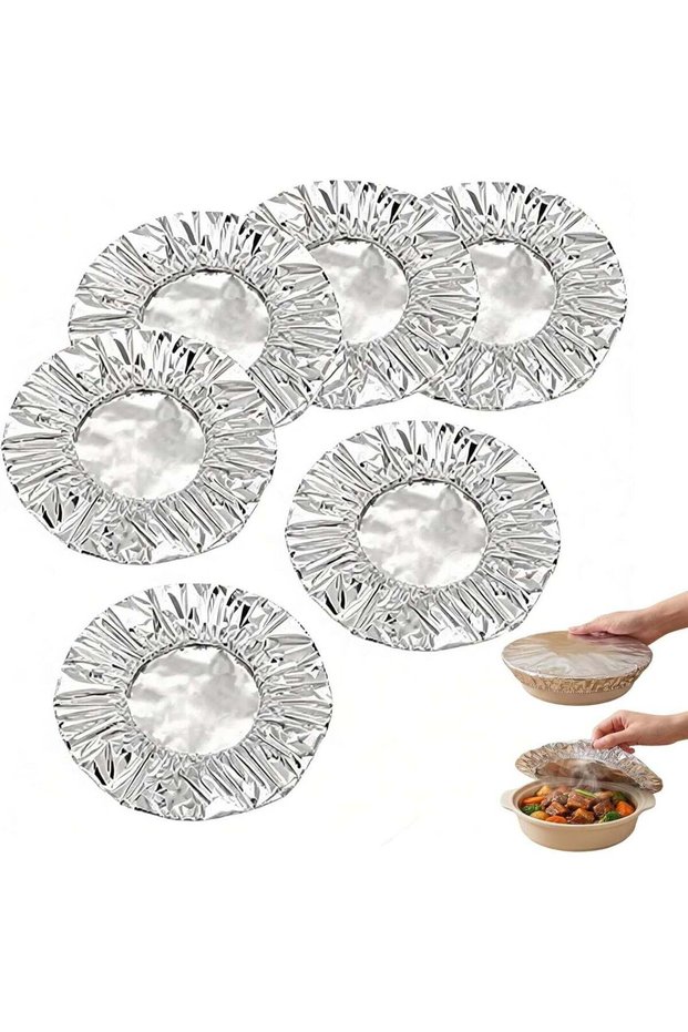 30PCS Reusable Aluminium Foil Food Covers, Elastic Stretch Fit Plate Covers Heat Insulation Fresh K