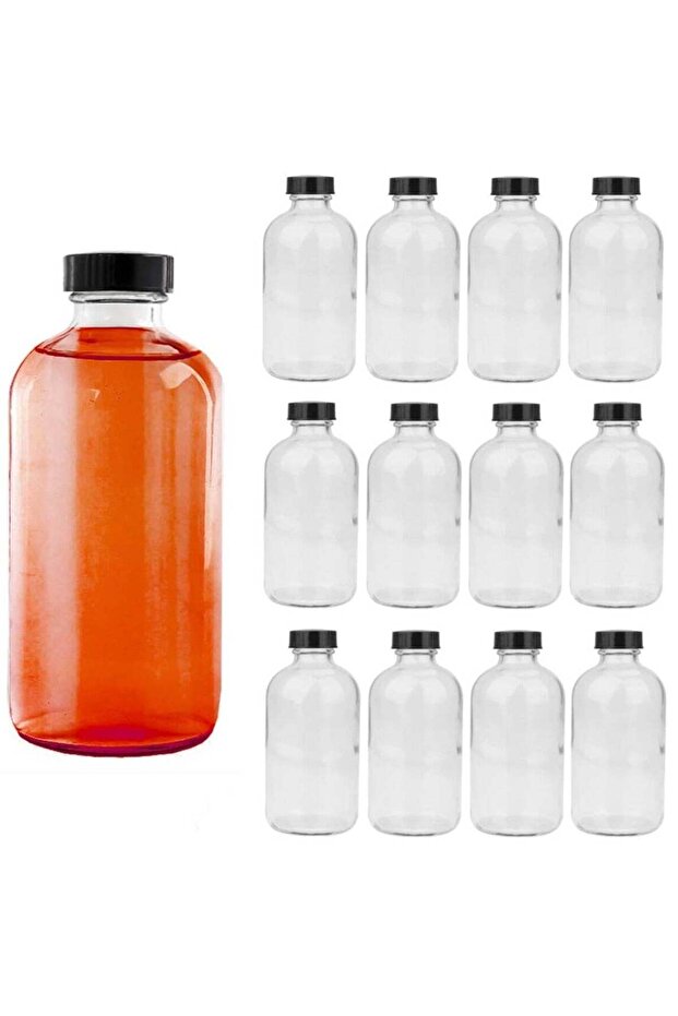 8oz 12pcs glass juice bottleleak-proof lid, the best reusable drinking bottle, seasoning jar, fruit juice drink
