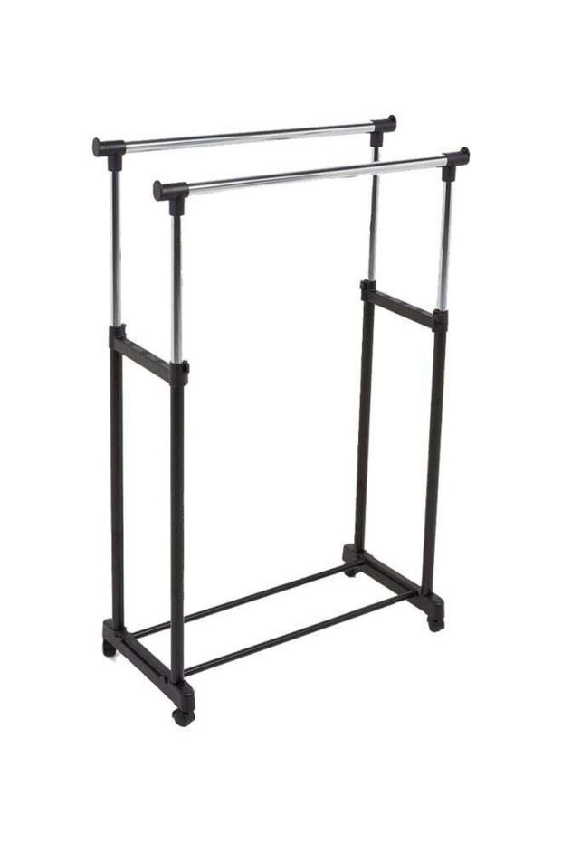 Dual Rod Garment Rack Black/Silver 86x165x44cm