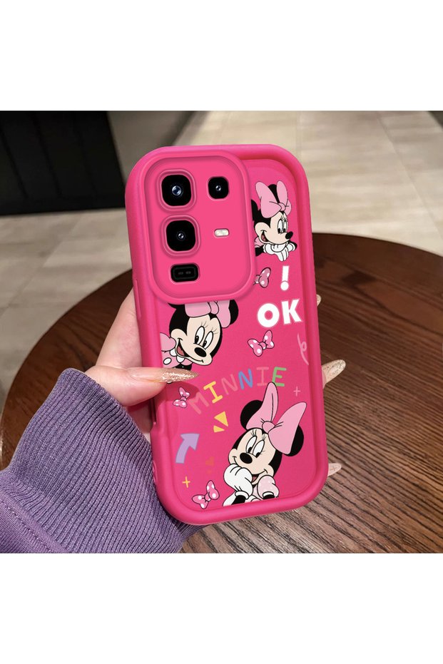 Infinix Note 50 4g Compatible Pink Red Silicone Case Shockproof Camera Protection Minnie and Bow Pattern