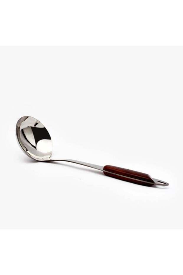 Royalford Stainless Steel Soup Spoon Ladle | 31 A・9 A・7.5 cm | Ergonomic Heat-Resistant Wooden Finish PP Handle, Durable Heavy-Duty, Dishwasher Safe | Ideal for Cooking, Stirring, Serving Liquid Meal