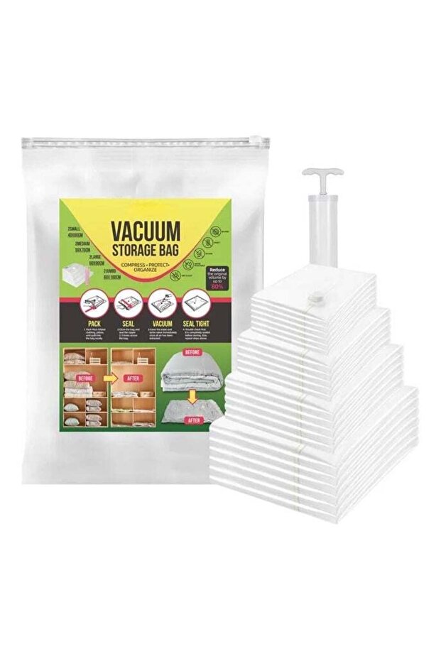 22 Vacuum Storage Bags for Clothes -6 Jumbo,5 Large,5 Medium & 6 Small - Space Saver Vacuum Bags for Comforters, Blankets, Bedding, Pillow - Travel Essentials, Seal Bags Clothing with Plastic Pump