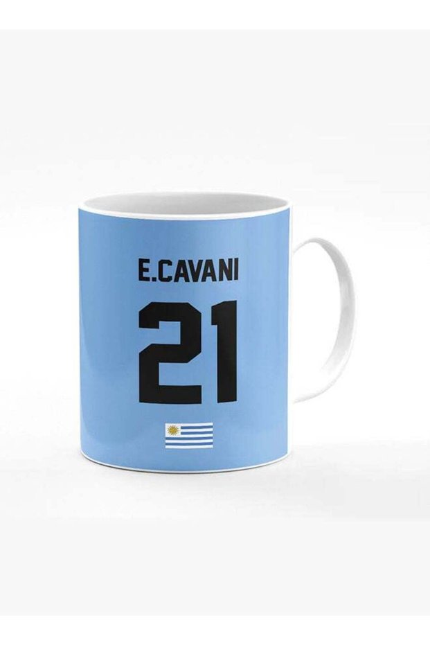 Designer Printed Coffee Mug with Heavy Duty Handle 11oz Ceramic Personalised Gift Mugs Cup [Microwave Safe & Dishwasher Proof] -Football Team - Uruguay Player Name - E.Cavani