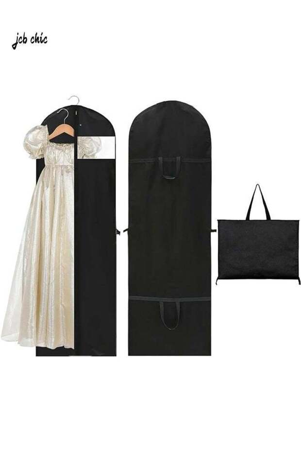 Garment Bag Long 180 x 60 cm, Pack of 2 Foldable Garment Covers with Handles,Breathable Garment Bags with Zip, Dustproof Clothing Protective Bag, Garment Bag for Wedding Dresses, Evening Dresses