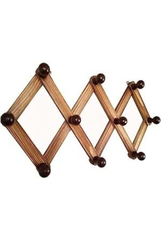 Adjustable Wooden Coat Rack – Expandable Wall Mounted Hanger with 10 Hooks for Clothes, Bags, and Accessories – Rustic Home & Office Organizer