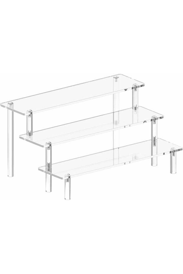 Acrylic Display Riser, 3-Tier Cake Stand, Large Perfume Organizer Rack, Clear Cupcake Holder, Displ