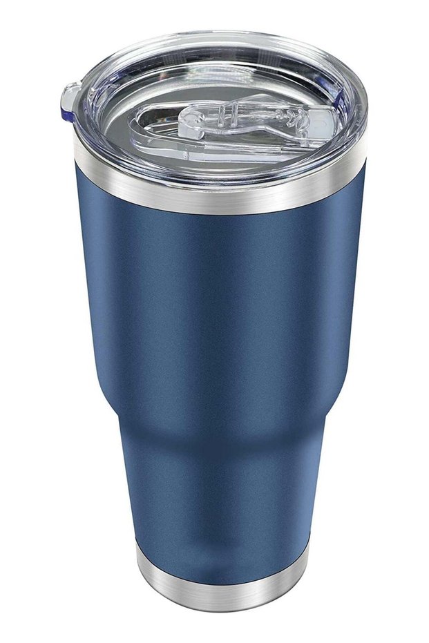 30oz Tumbler, Stainless Steel Vacuum Insulated Water Coffee Tumbler Cup, Double Wall Powder Coated Spill-Proof Travel Mug Thermal Cup, for Home Outdoor (Navy Blue, 1 Pack)