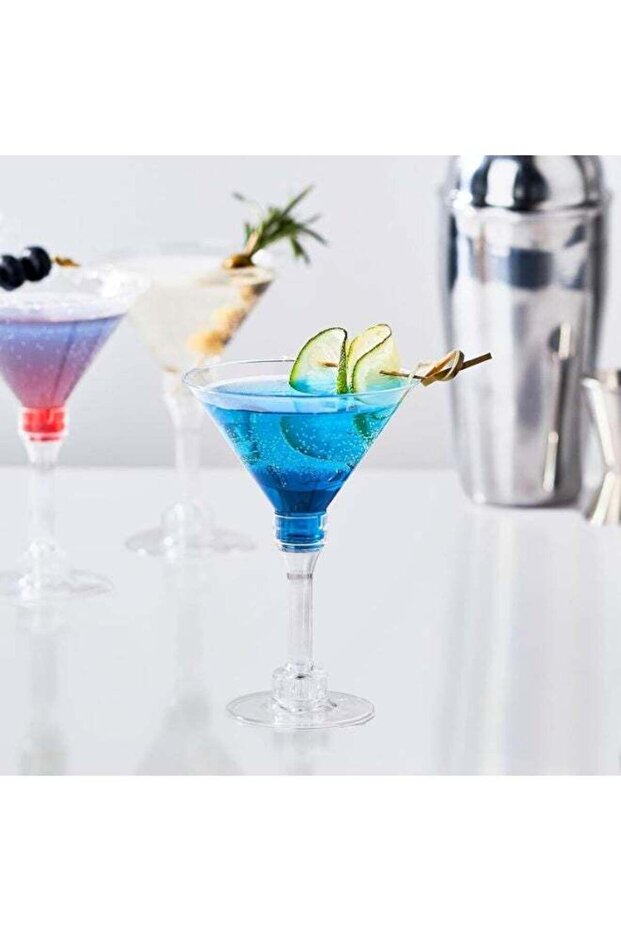 20 Pack Reusable Clear Plastic Martini Goblets, Easy Assemble Stemmed Dessert Cups Washable For Ice Cream Cocktail Wedding Party
