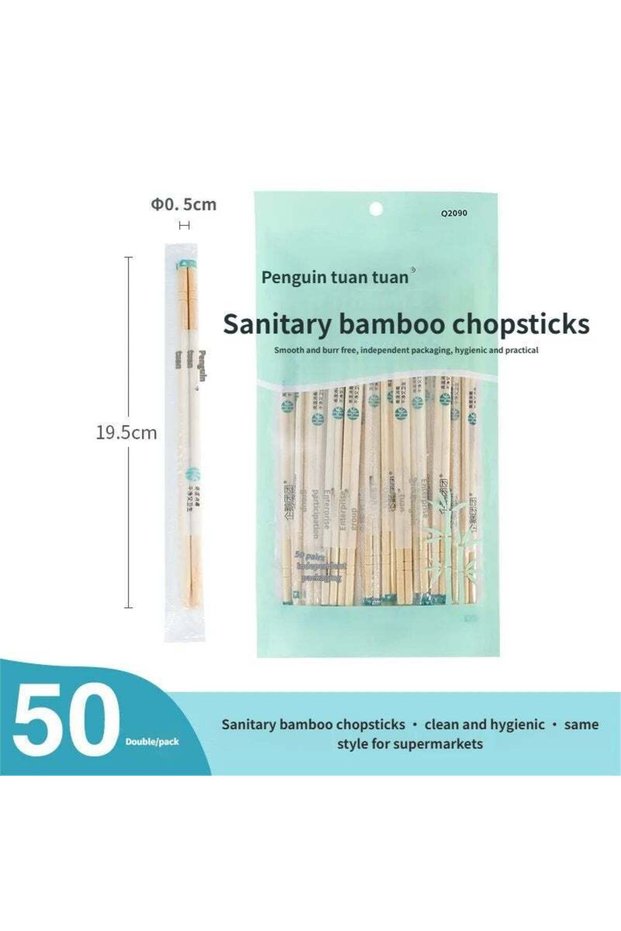 50 Pairs Premium Bamboo Chopsticks - Individually Wrapped for Maximum Hygiene | Ideal for Home, Office & Picnics