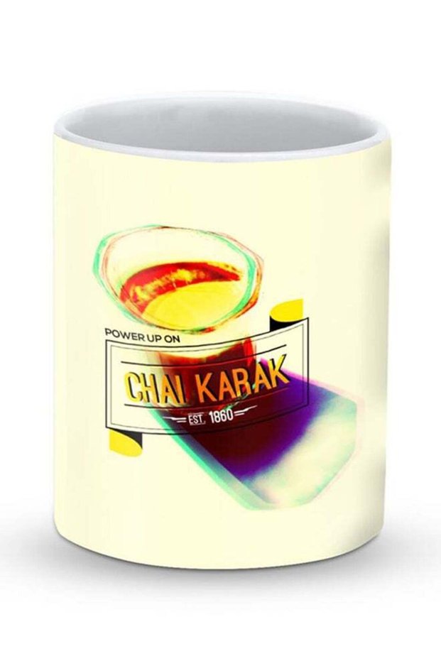 Premium Chai Karak Designer Mug Beige/Yellow/Purple