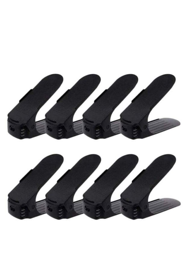 8-Piece Space Saving Shoe Organizer Set Black 25 x 14cm