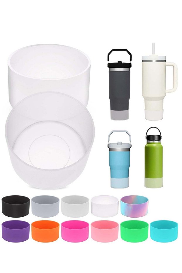 2 Pcs 75mm Silicone Cup Protection Case Storage Vacuum Bottle Compatitable for 30/40oz Anti Slip Scratch Resistant-Clear