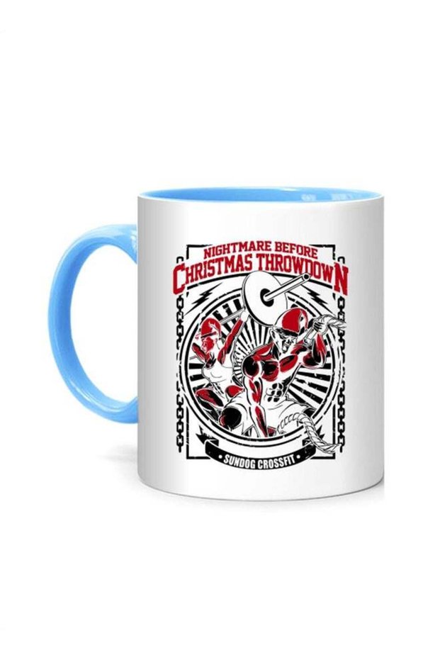 Christmas Throw Down Printed Mug White/Blue