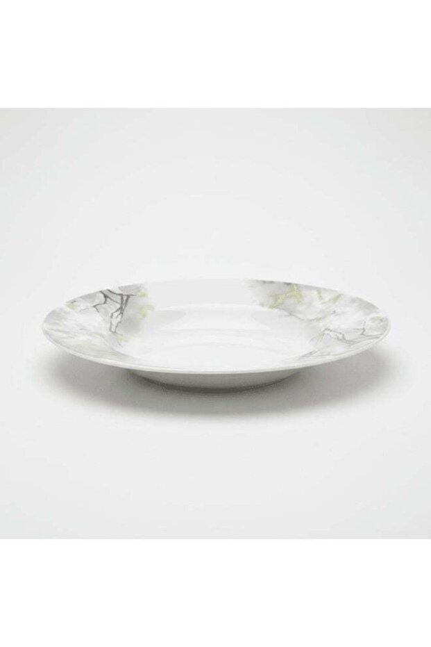 Diva Pearl 25cm Opalware Deep Soup Plate with Grey Design White
