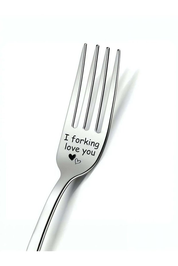 Aura Style "I Forking Love You" Engraved Stainless Steel Dinner Fork - Funny Anniversary & Valentine's Day Gift for Couples