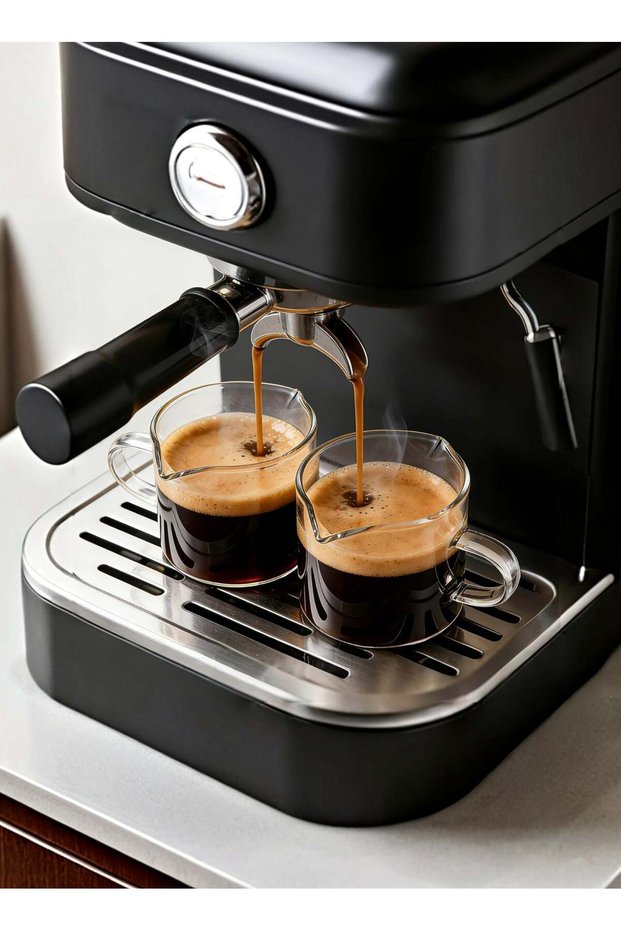 Espresso Cups Set of 2, 4 OZ Double Spouts Cups, Espresso Shot Glasses, Milk Cup with Handle, Clear Glass, Espresso Accessories for Espresso Machine