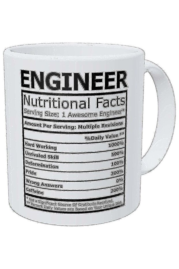 Engineer Nutritional Facts Funny Coffee Mug 11 Ounces Inspirational And Motivational