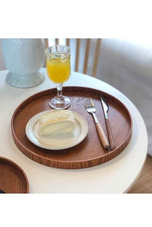 Appetizer & Dessert Plate Wooden Round Tea Coffee Meal Serving Bowl Kitchen Hotel Plates Fruit Pale