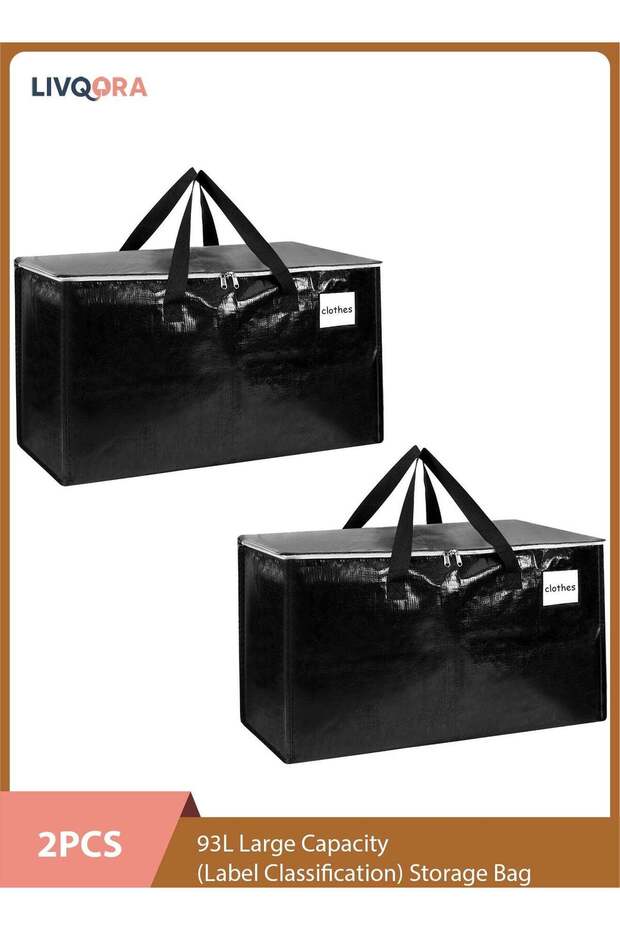 2Pack Heavy Duty Packing Bags,93L Extra Large Moving Bags with Strong Zipper & Reinforced Handles, Foldable Waterproof Packing Bags for Travel Storage