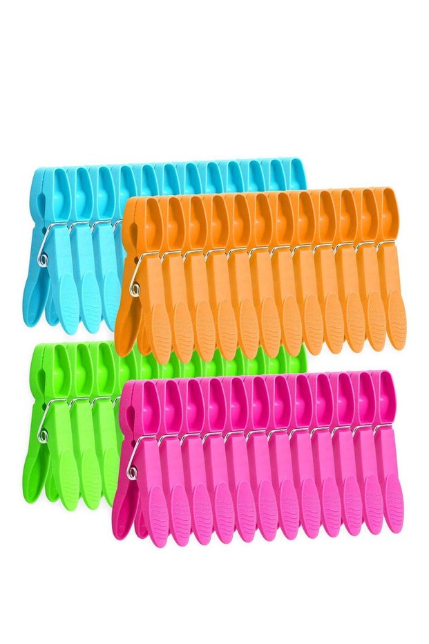 48 Pack Colorful Plastic Clothespins Heavy Duty Laundry Clothes Pins Clips Pegs Drying Line Small Colored for Outdoor Clothesline Crafts Package Lanundry Bathroom or Kitchen