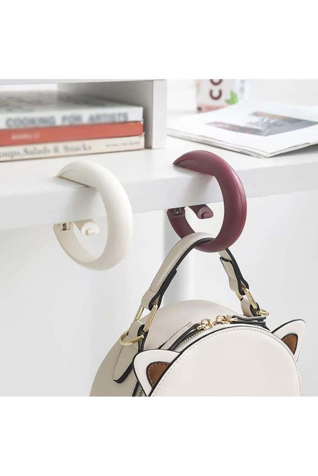 2 PCS Foldable Handbag Hangers for Tables Portable Desk Hooks for Women's Bags Durable ABS Material Perfect for Cafes Libraries and More