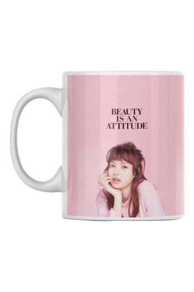 Beauty Is An Attitude Printed Mug White/Pink/Black 350ml