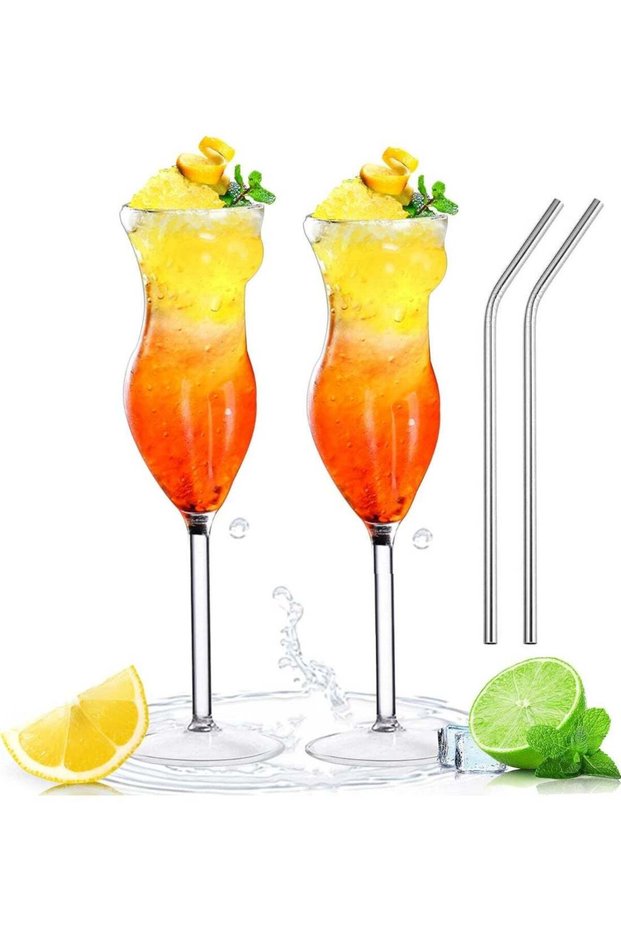 Cocktail Glasses 6.8oz 200ml Set of 2 Lead-Free Martini Glasses Whiskey Glasses Creative Beauty Shape Glasses for Cocktail CGMN-2 (Set of 2)
