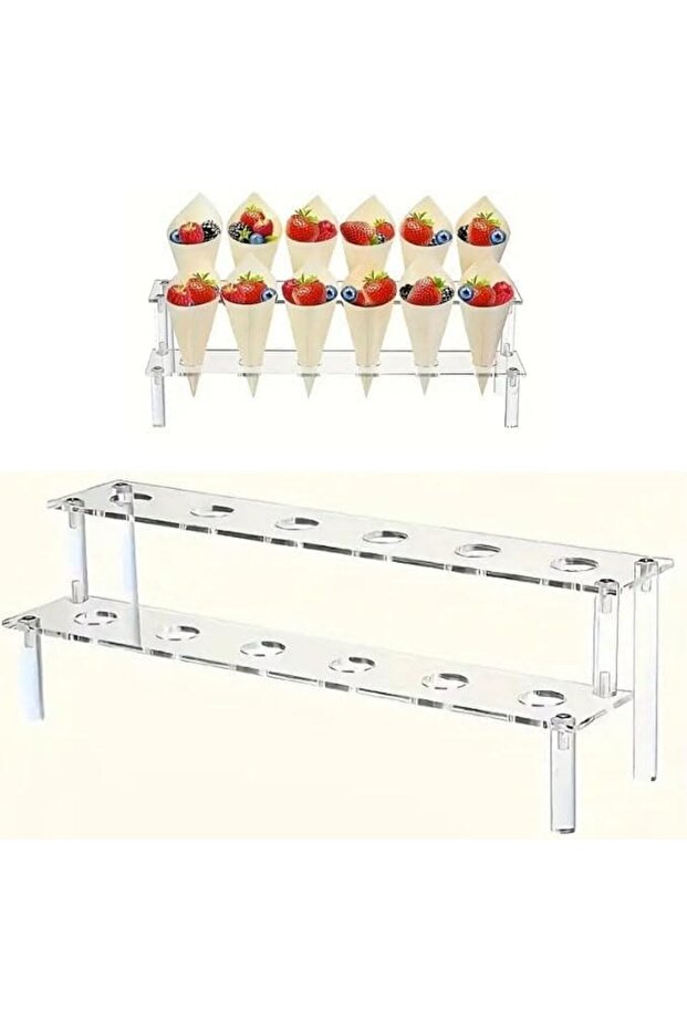 ARS® 16 Holes Clear Acrylic Ice Cream Cone Holder - Multipurpose Cupcake Display Stand