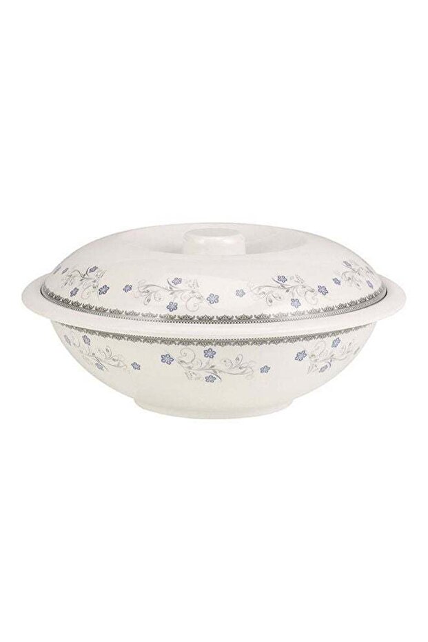Royalford Melamineware 8.5 Inch Stainless Steel Bowl with Lid | Floral | Ideal for Serving | Multic