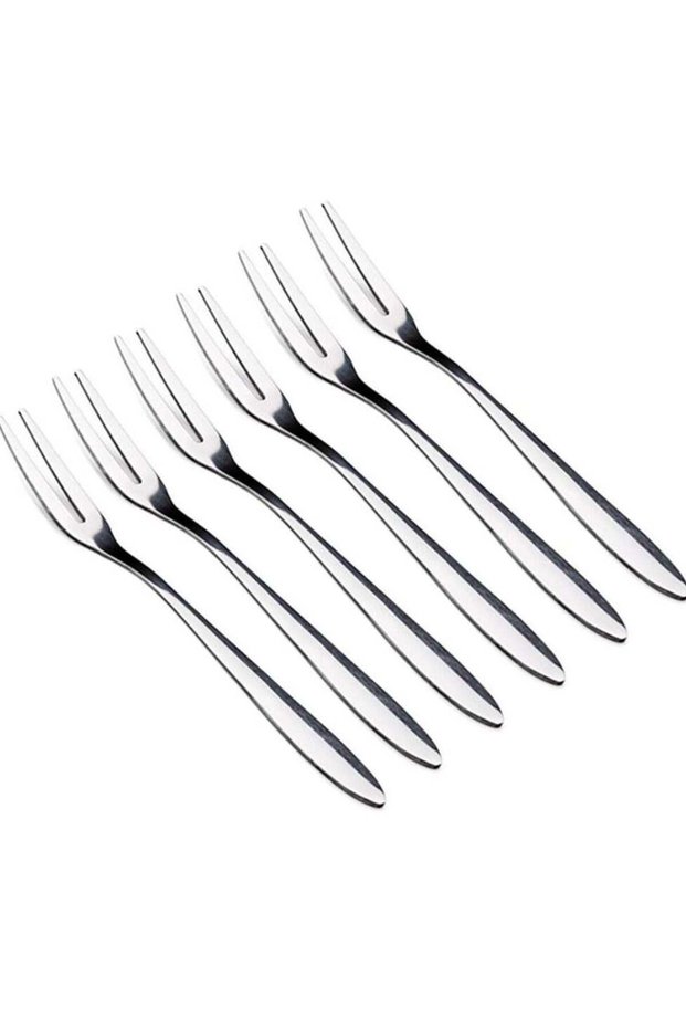 6pcs Premium Forks Gift Set for Dessert Cake Fruit Salad Appetizer Crab, Stainless Steel Metal Small Tasting Pastry Forks Mirror Polished, Silver Lovely Table Dinner Forks Dishwasher Safe (Silver)