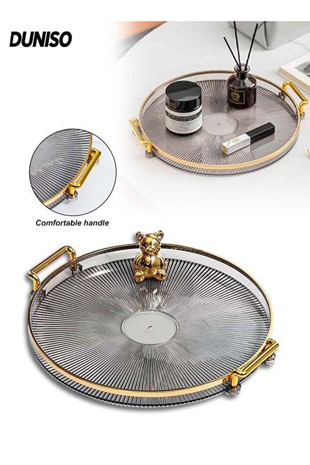 Serving Trays with Handles,Fruit Tray,Home Decorative Coffee Table Round Tray,Sturdy and Durable,fo
