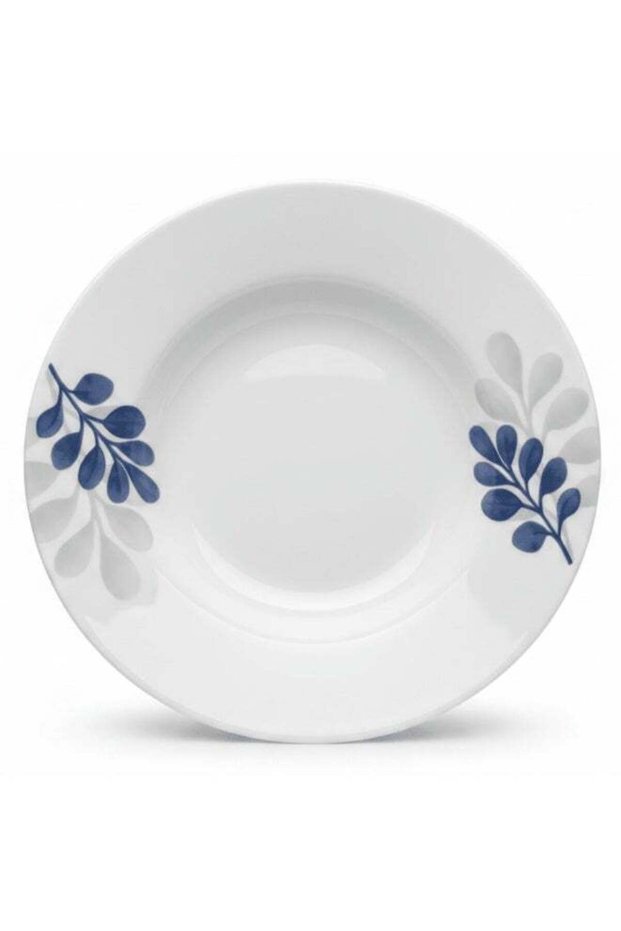 Diva Pearl White Opalware Soup Plate with Decorative Leaf Design22.5 cm