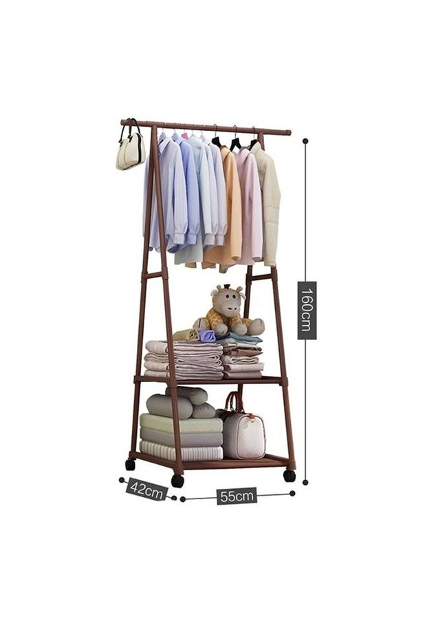 Multi Function Triangle Floor Standing Hanging Clothes Rack With Wheels For bedroom LivingRoom