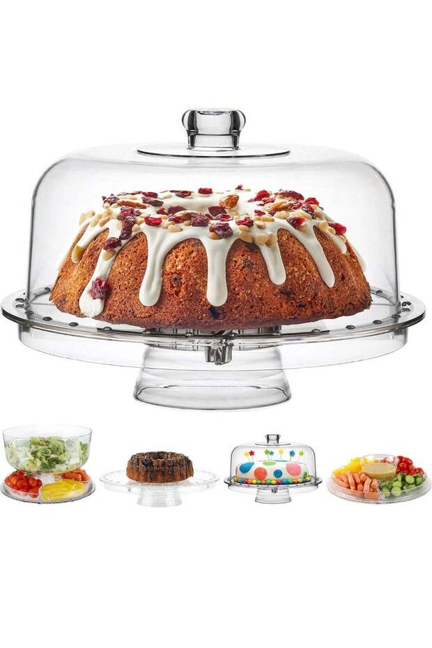 Multi-Function Acrylic Cake Stand with Lid,Multifunctional Serving Platter and Plate,Cake display s