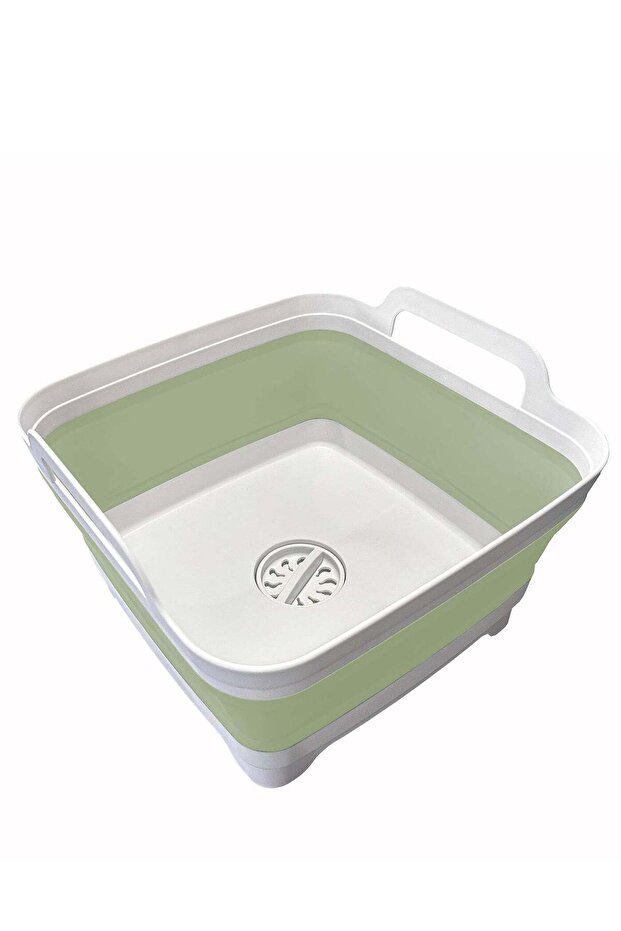 9L (2.4Gallon) Dish Basin Collapsible with Drain Plug Carry Handles, Space Saveing Kitchen Storage
