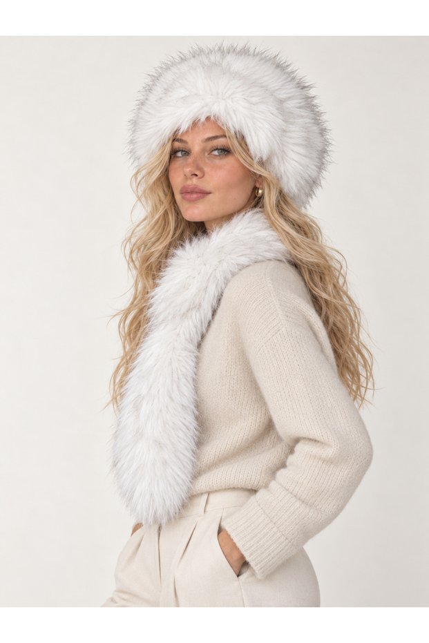 Fluffy Hat and Scarf Set of 2 Plush Set Winter - Hat and Neck Warmer Soft