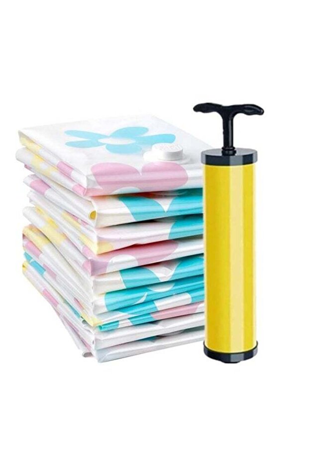 6Pcs Vacuum Space Saver Reusable Sealer Storage Bags Pouches With Suction Pump, Closet Organizer (60*80cm)