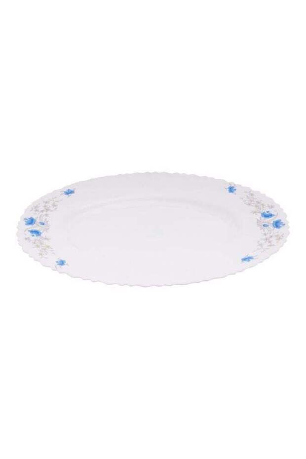 Royalford 14 Inch Opal Ware Romantic Oval Serving Plate | Durable, Premium Quality, Easy to Clean,